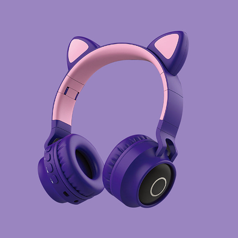 LED Light Cat Ear Headphones Wireless Bluetooth 5.0 Headset Portable Foldable Kids Headphone With Microphone