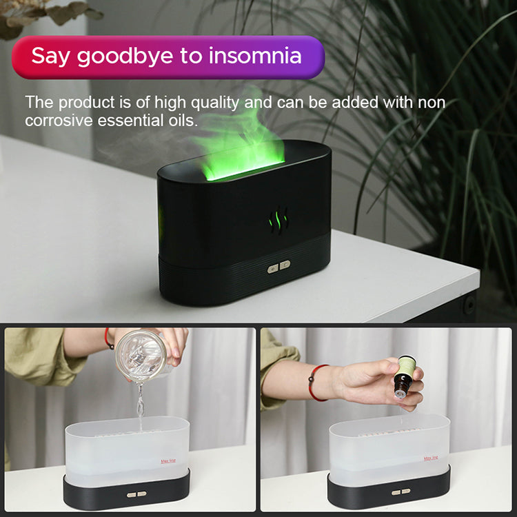 USB Ultrasonic Flame Humidifier Led RGB Colorful Essential Oil Fire Flame Aroma Diffuser