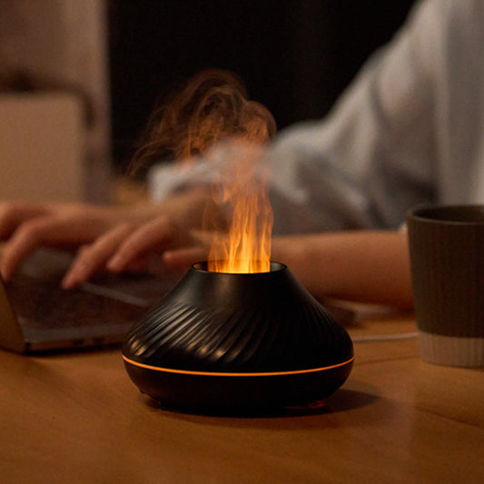 Newest RGB Flame Aroma Diffuser 130Ml 3D Colourful Flame Humidifier - Fire Volcano Diffuser Flame