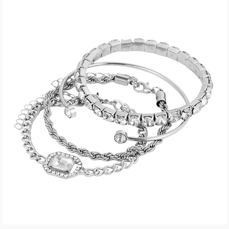 Fashion Jewelry 4 Pcs Crystal Bracelet Set Bohemian Design For Women